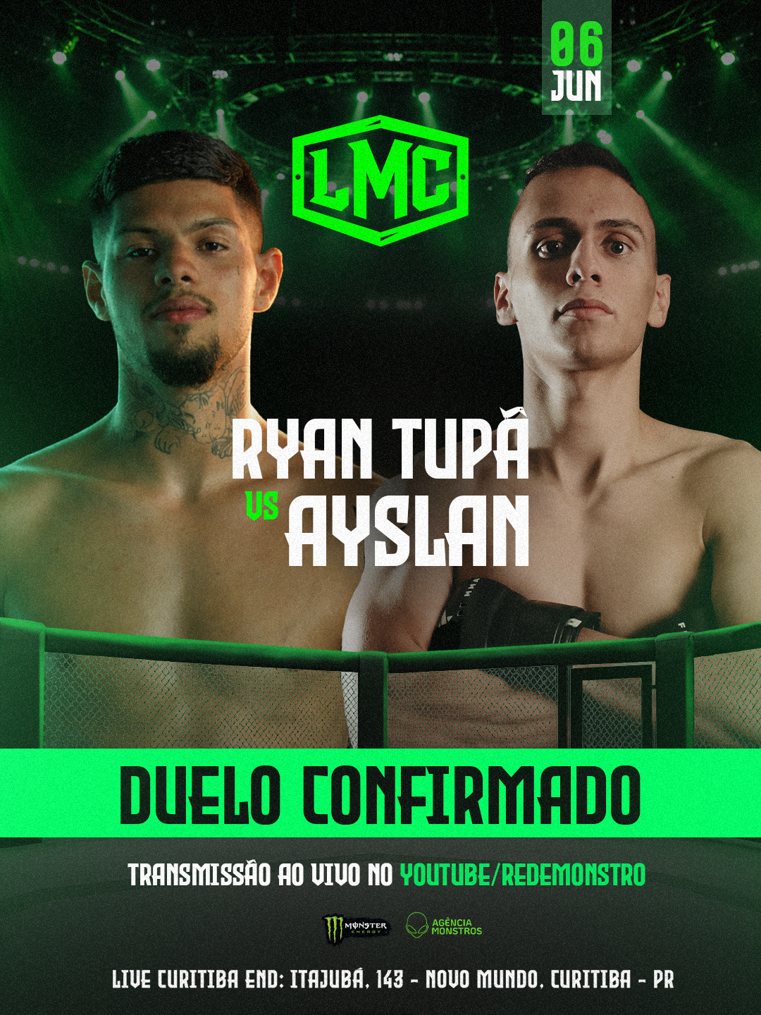 Hollywood vs Salim Chiboub — Card Influenciadores Boxe, Liga Monstro Combate, Curitiba 06 Jun 2026